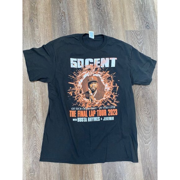 50 Cent The Final Lap Tour 2023 T Shirt Adult L Black Rap Tee Unisex - Picture 1 of 7